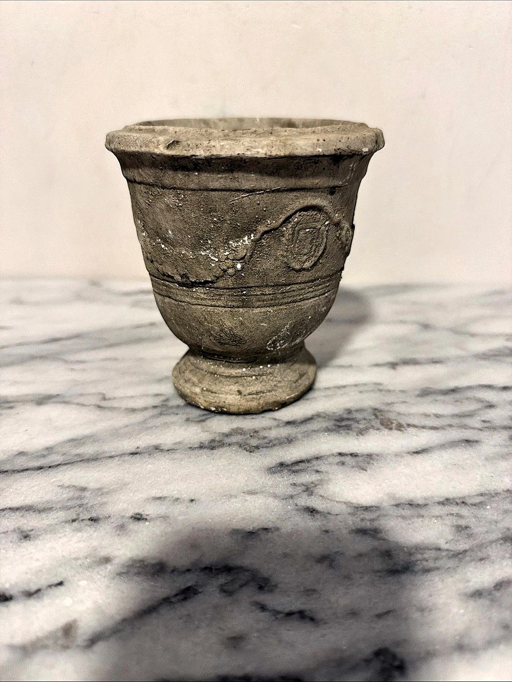 Antique European concrete Pedestal Planter garlands